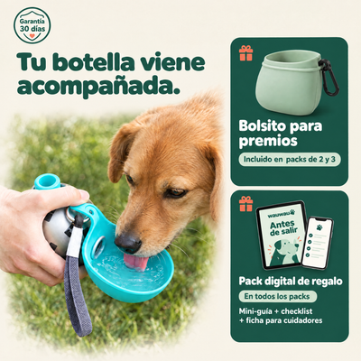 Botella de Agua para Perros + Pocillo Integrado