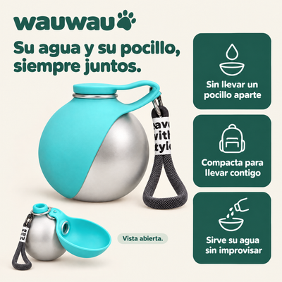 Botella de Agua para Perros + Pocillo Integrado
