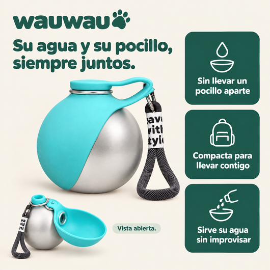 Botella de Agua para Perros + Pocillo Integrado